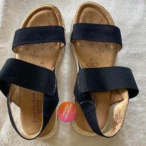 Comfortiva 8.5m leather upper blk stretch upper band NEW pillowtop memory foam